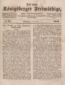 Der neue Königsberger Freimüthige, Nr. 55 Dienstag, 6 Juli 1852