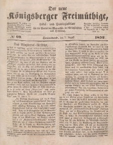 Der neue Königsberger Freimüthige, Nr. 69 Sonnabend, 7 August 1852