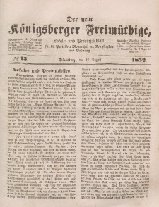 Der neue Königsberger Freimüthige, Nr. 73 Dienstag, 17 August 1852