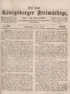 Der neue Königsberger Freimüthige, Nr. 76 Dienstag, 24 August 1852