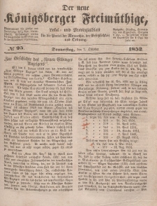 Der neue Königsberger Freimüthige, Nr. 95 Donnerstag, 7 Oktober 1852