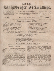 Der neue Königsberger Freimüthige, Nr. 98 Donnerstag, 14 Oktober 1852