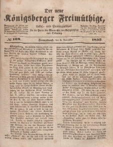 Der neue Königsberger Freimüthige, Nr. 108 Sonnabend, 6 November 1852