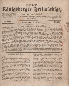 Der neue Königsberger Freimüthige, Nr. 125 Donnerstag, 16 Dezember 1852