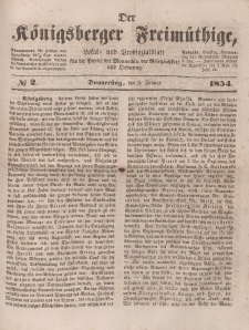 Der Königsberger Freimüthige, Nr. 2 Donnerstag, 5 Januar 1854
