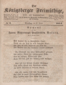 Der Königsberger Freimüthige, Nr. 4 Dienstag, 10 Januar 1854