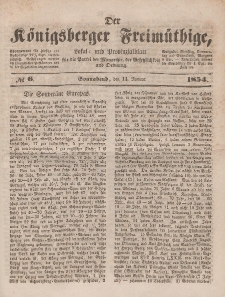 Der Königsberger Freimüthige, Nr. 6 Sonnabend, 14 Januar 1854