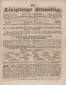 Der Königsberger Freimüthige, Nr. 9 Sonnabend, 21 Januar 1854