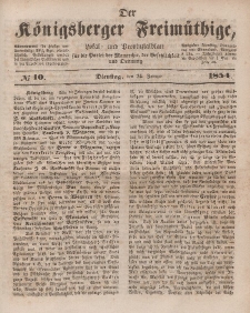 Der Königsberger Freimüthige, Nr. 10 Dienstag, 24 Januar 1854