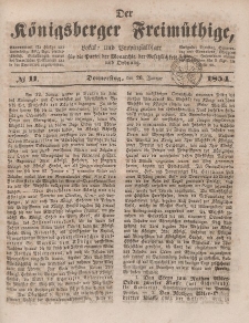 Der Königsberger Freimüthige, Nr. 11 Donnerstag, 26 Januar 1854
