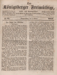 Der Königsberger Freimüthige, Nr. 14 Donnerstag, 2 Februar 1854
