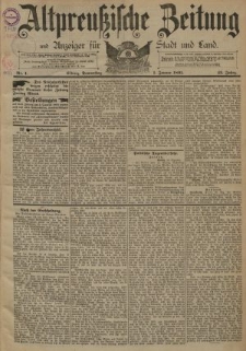 Altpreussische Zeitung, Nr. 1 Donnerstag 1 Januar 1891, 43. Jahrgang