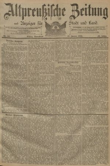 Altpreussische Zeitung, Nr. 14 Sonnabend 17 Januar 1891, 43. Jahrgang