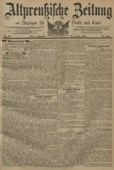 Altpreussische Zeitung, Nr. 23 Mittwoch 28 Januar 1891, 43. Jahrgang