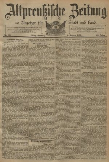 Altpreussische Zeitung, Nr. 33 Sonntag 8 Februar 1891, 43. Jahrgang