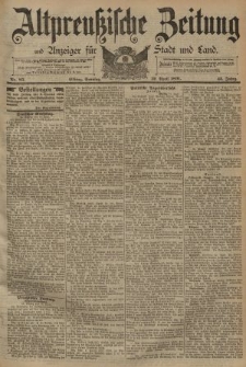 Altpreussische Zeitung, Nr. 85 Sonntag 12 April 1891, 43. Jahrgang