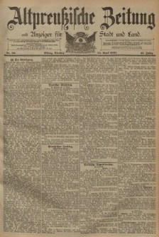 Altpreussische Zeitung, Nr. 86 Dienstag 14 April 1891, 43. Jahrgang