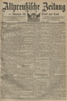 Altpreussische Zeitung, Nr. 87 Mittwoch 15 April 1891, 43. Jahrgang