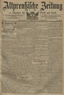 Altpreussische Zeitung, Nr. 94 Freitag 24 April 1891, 43. Jahrgang