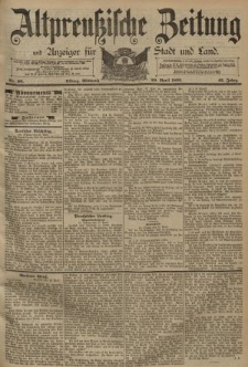 Altpreussische Zeitung, Nr. 98 Mittwoch 29 April 1891, 43. Jahrgang