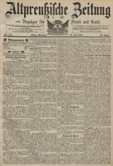 Altpreussische Zeitung, Nr. 174 Mittwoch 29 Juli 1891, 43. Jahrgang