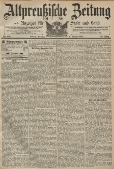 Altpreussische Zeitung, Nr. 179 Dienstag 4 August 1891, 43. Jahrgang