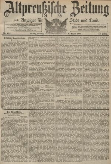 Altpreussische Zeitung, Nr. 184 Sonntag 9 August 1891, 43. Jahrgang
