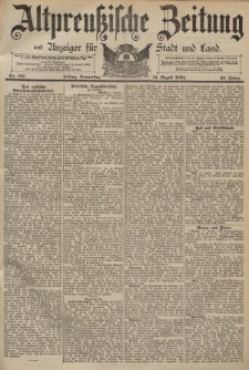 Altpreussische Zeitung, Nr. 187 Donnerstag 13 August 1891, 43. Jahrgang