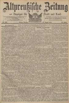 Altpreussische Zeitung, Nr. 191 Dienstag 18 August 1891, 43. Jahrgang