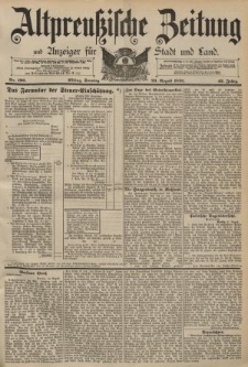 Altpreussische Zeitung, Nr. 196 Sonntag 23 August 1891, 43. Jahrgang