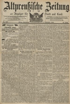 Altpreussische Zeitung, Nr. 207 Sonnabend 5 September 1891, 43. Jahrgang