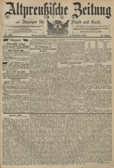 Altpreussische Zeitung, Nr. 208 Sonntag 6 September 1891, 43. Jahrgang