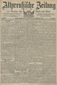 Altpreussische Zeitung, Nr. 209 Dienstag 8 September 1891, 43. Jahrgang