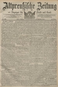 Altpreussische Zeitung, Nr. 212 Freitag 11 September 1891, 43. Jahrgang