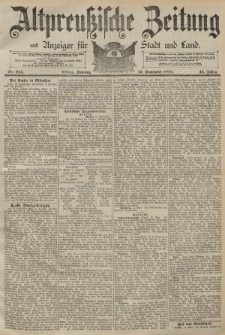 Altpreussische Zeitung, Nr. 214 Sonntag 13 September 1891, 43. Jahrgang