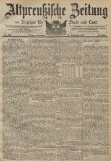 Altpreussische Zeitung, Nr. 217 Donnerstag 17 September 1891, 43. Jahrgang