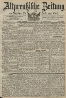 Altpreussische Zeitung, Nr. 219 Sonnabend 19 September 1891, 43. Jahrgang