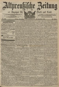 Altpreussische Zeitung, Nr. 223 Donnerstag 24 September 1891, 43. Jahrgang