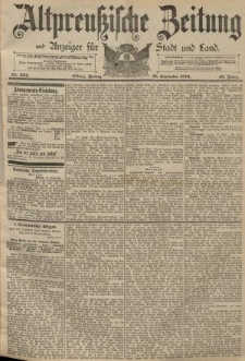 Altpreussische Zeitung, Nr. 224 Freitag 25 September 1891, 43. Jahrgang