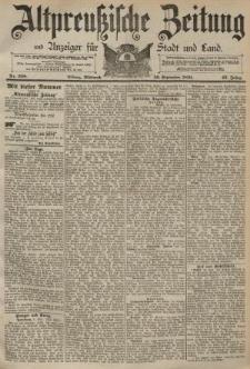 Altpreussische Zeitung, Nr. 228 Mittwoch 30 September 1891, 43. Jahrgang