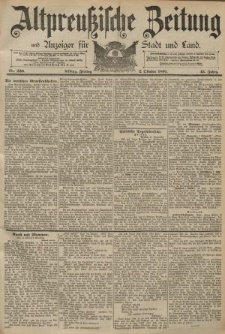 Altpreussische Zeitung, Nr. 230 Freitag 2 Oktober 1891, 43. Jahrgang