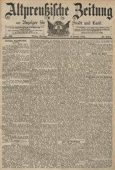 Altpreussische Zeitung, Nr. 233 Dienstag 6 Oktober 1891, 43. Jahrgang