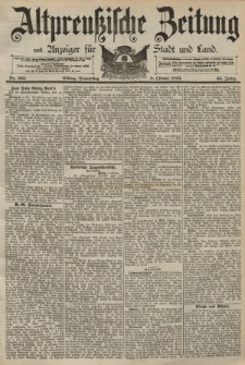 Altpreussische Zeitung, Nr. 235 Donnerstag 8 Oktober 1891, 43. Jahrgang