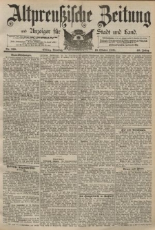 Altpreussische Zeitung, Nr. 239 Dienstag 13 Oktober 1891, 43. Jahrgang