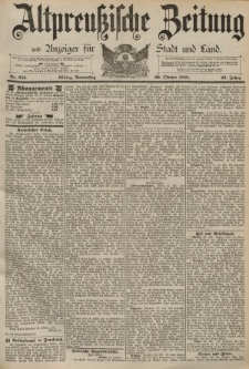 Altpreussische Zeitung, Nr. 253 Donnerstag 29 Oktober 1891, 43. Jahrgang