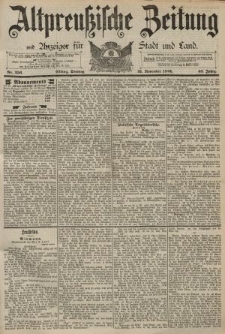 Altpreussische Zeitung, Nr. 256 Sonntag 1 November 1891, 43. Jahrgang
