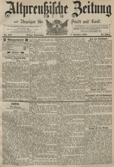 Altpreussische Zeitung, Nr. 259 Donnerstag 5 November 1891, 43. Jahrgang