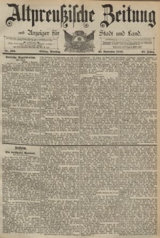 Altpreussische Zeitung, Nr. 263 Dienstag 10 November 1891, 43. Jahrgang