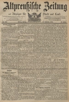 Altpreussische Zeitung, Nr. 266 Freitag 13 November 1891, 43. Jahrgang