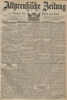 Altpreussische Zeitung, Nr. 272 Freitag 20 November 1891, 43. Jahrgang